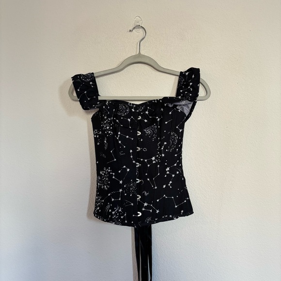 Corset Story Tops - Corset Story Astronomy Print Sleeved Corset Top UK 6 US 2